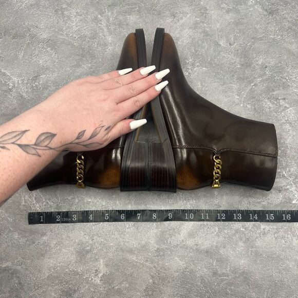 New In Box Michael Kors Leather Ombré brown Chained Boots Zip Up Size 6.5 - Picture 15 of 16